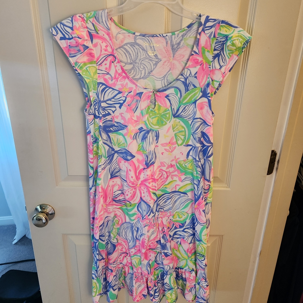 Lilly Pulitzer Pink and Blue Flutter Sleeve Sundress